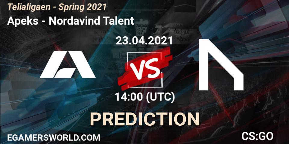 Pronóstico Apeks - Nordavind Talent. 23.04.2021 at 14:00, Counter-Strike (CS2), Telialigaen - Spring 2021