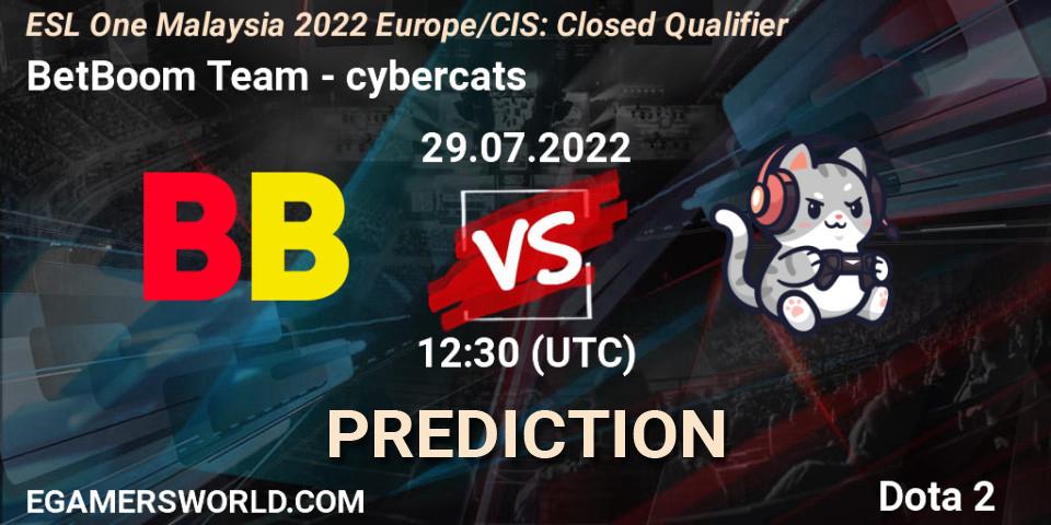 Pronóstico BetBoom Team - cybercats. 29.07.22, Dota 2, ESL One Malaysia 2022 Europe/CIS: Closed Qualifier
