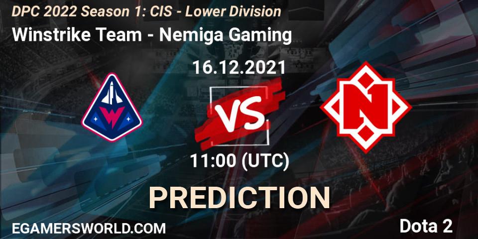Pronóstico Winstrike Team - Nemiga Gaming. 16.12.2021 at 11:04, Dota 2, DPC 2022 Season 1: CIS - Lower Division