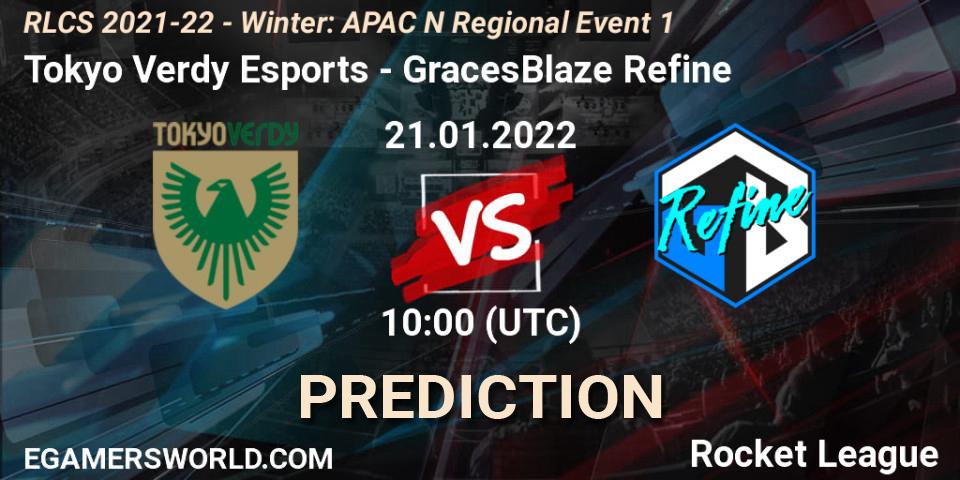 Pronóstico Tokyo Verdy Esports - GracesBlaze Refine. 21.01.2022 at 10:00, Rocket League, RLCS 2021-22 - Winter: APAC N Regional Event 1