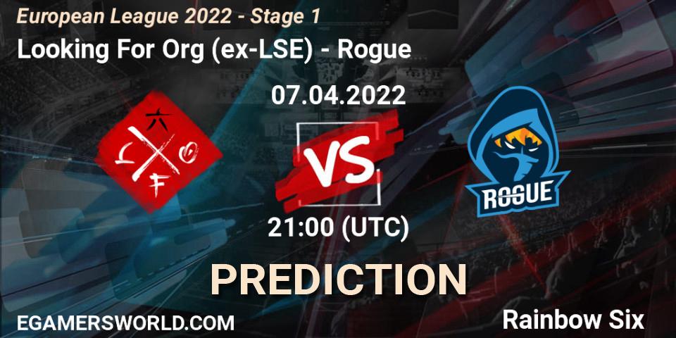 Pronóstico Looking For Org (ex-LSE) - Rogue. 07.04.22, Rainbow Six, European League 2022 - Stage 1