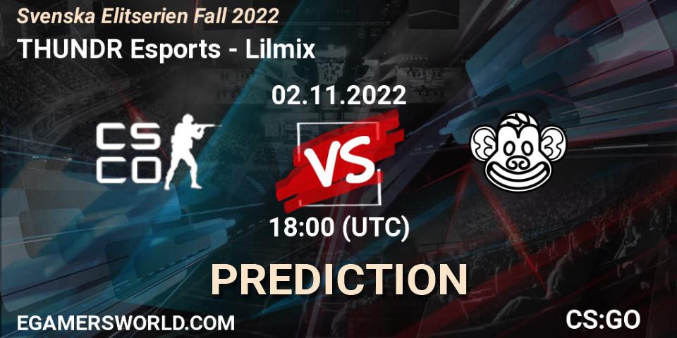 Pronóstico THUNDR Esports - Lilmix. 02.11.2022 at 18:00, Counter-Strike (CS2), Svenska Elitserien Fall 2022