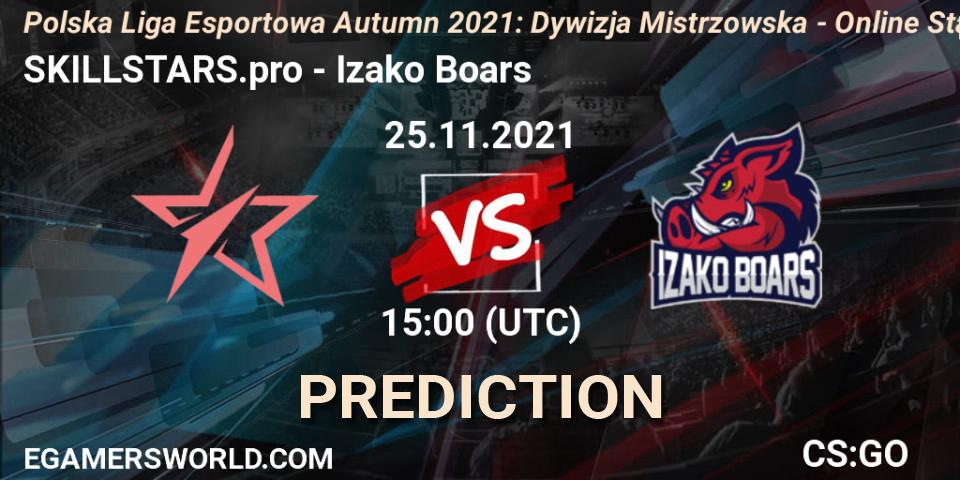Pronóstico SKILLSTARS.pro - Izako Boars. 25.11.21, CS2 (CS:GO), Polska Liga Esportowa Autumn 2021: Dywizja Mistrzowska - Online Stage
