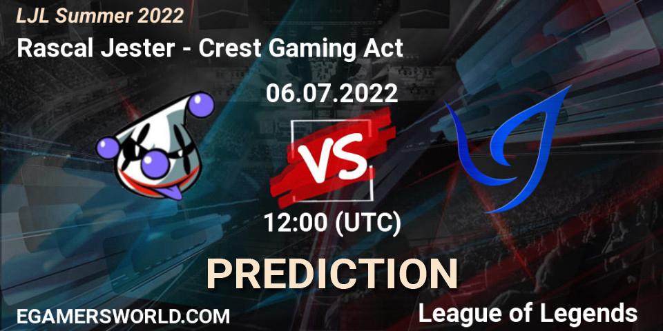 Pronóstico Rascal Jester - Crest Gaming Act. 06.07.2022 at 13:40, LoL, LJL Summer 2022