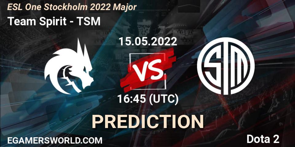 Pronóstico Team Spirit - TSM. 15.05.2022 at 16:34, Dota 2, ESL One Stockholm 2022 Major
