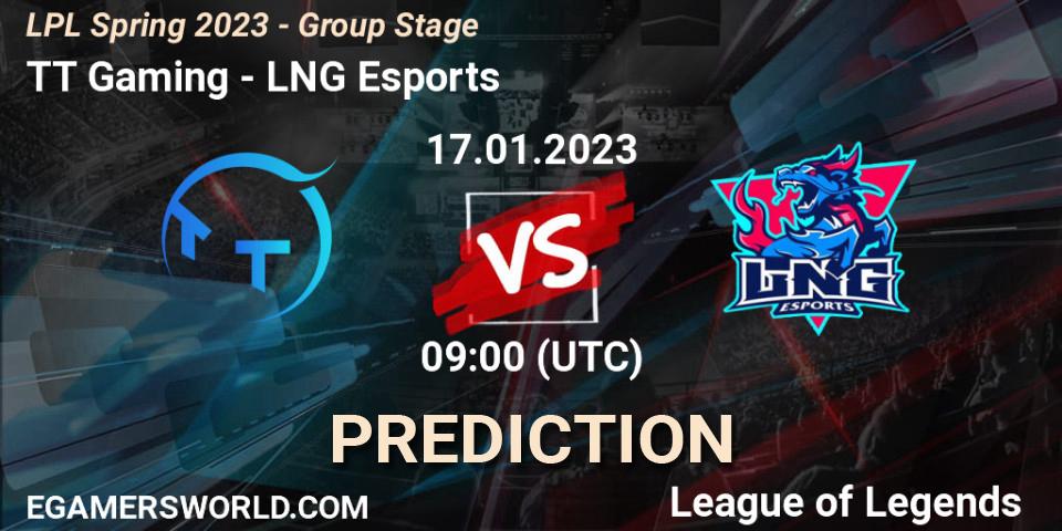 Pronóstico TT Gaming - LNG Esports. 17.01.2023 at 09:00, LoL, LPL Spring 2023 - Group Stage