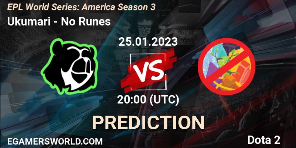 Pronóstico Ukumari - No Runes. 25.01.23, Dota 2, EPL World Series: America Season 3