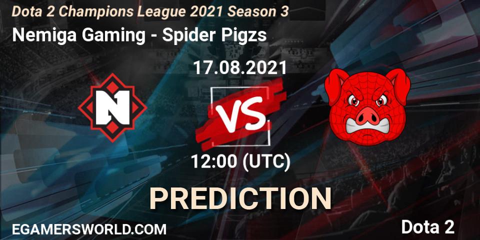 Pronóstico Nemiga Gaming - Spider Pigzs. 17.08.2021 at 12:04, Dota 2, Dota 2 Champions League 2021 Season 3