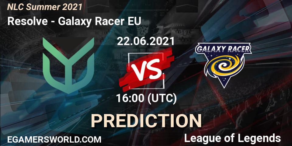 Pronóstico Resolve - Galaxy Racer EU. 22.06.2021 at 16:00, LoL, NLC Summer 2021