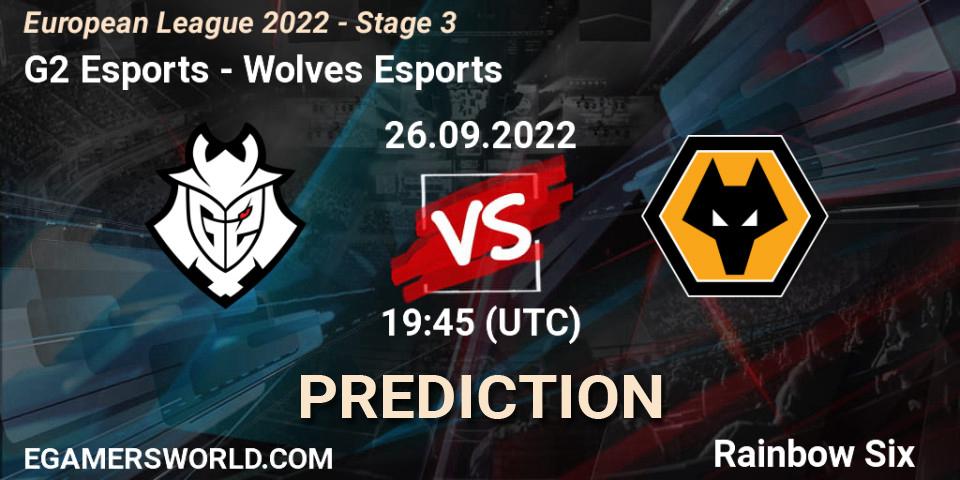 Pronóstico G2 Esports - Wolves Esports. 26.09.2022 at 19:45, Rainbow Six, European League 2022 - Stage 3