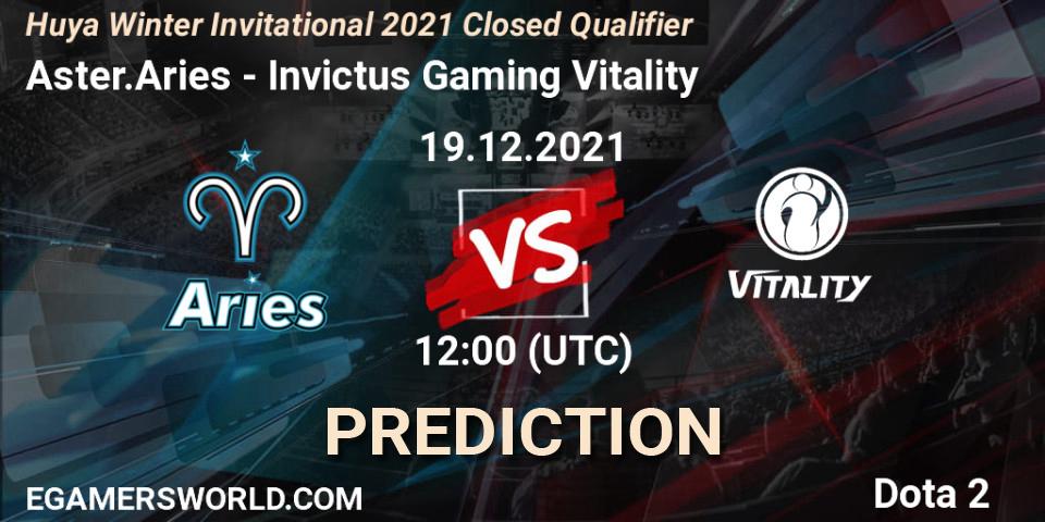 Pronóstico Aster.Aries - Invictus Gaming Vitality. 19.12.2021 at 12:00, Dota 2, Huya Winter Invitational 2021 Closed Qualifier