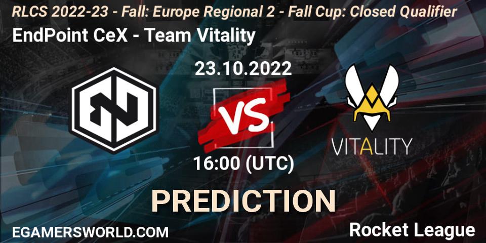 Pronóstico EndPoint CeX - Team Vitality. 23.10.2022 at 16:00, Rocket League, RLCS 2022-23 - Fall: Europe Regional 2 - Fall Cup: Closed Qualifier
