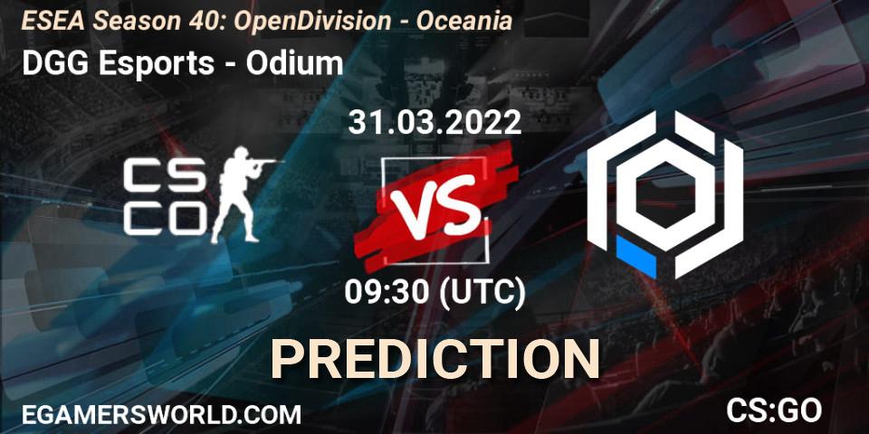 Pronóstico DGG Esports - Odium. 31.03.2022 at 09:30, Counter-Strike (CS2), ESEA Season 40: Open Division - Oceania