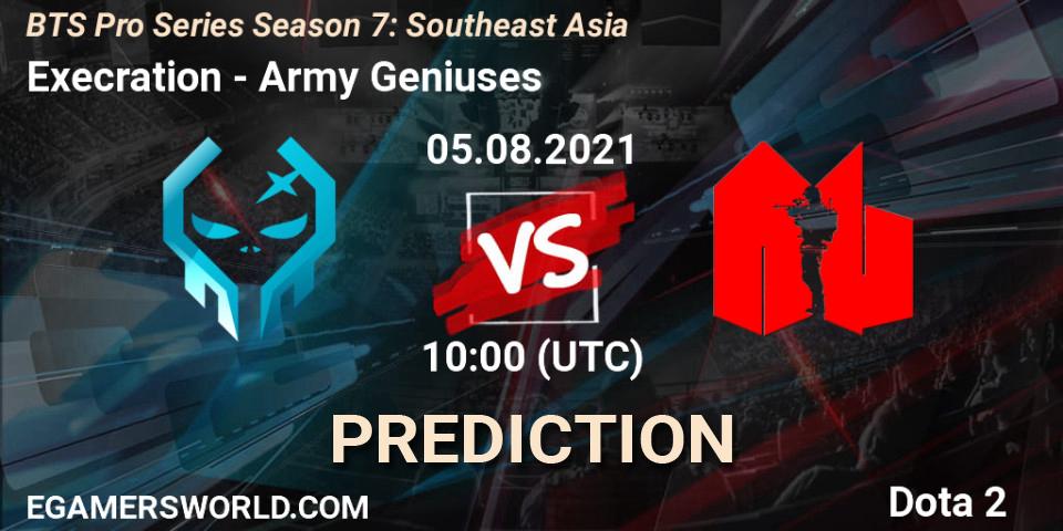 Pronóstico Execration - Army Geniuses. 05.08.2021 at 10:50, Dota 2, BTS Pro Series Season 7: Southeast Asia