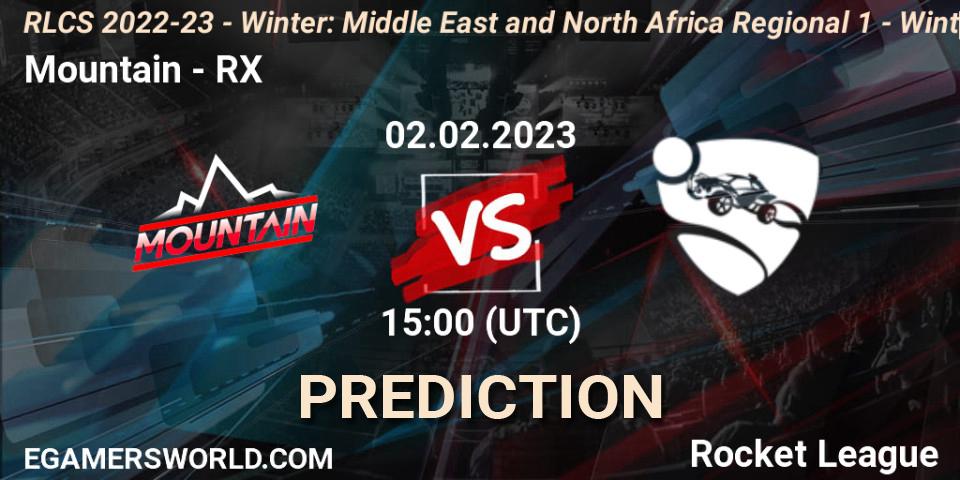 Pronóstico Mountain - RX. 02.02.2023 at 15:00, Rocket League, RLCS 2022-23 - Winter: Middle East and North Africa Regional 1 - Winter Open