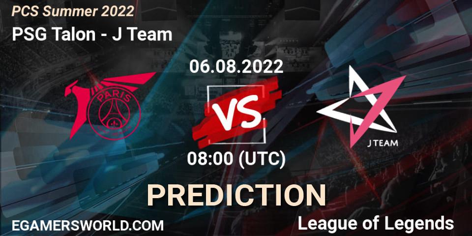 Pronóstico PSG Talon - J Team. 05.08.2022 at 08:00, LoL, PCS Summer 2022