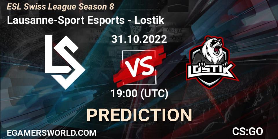 Pronóstico Lausanne-Sport Esports - Lostik. 31.10.2022 at 19:00, Counter-Strike (CS2), ESL Swiss League Season 8