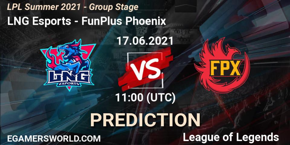 Pronóstico LNG Esports - FunPlus Phoenix. 17.06.2021 at 11:00, LoL, LPL Summer 2021 - Group Stage