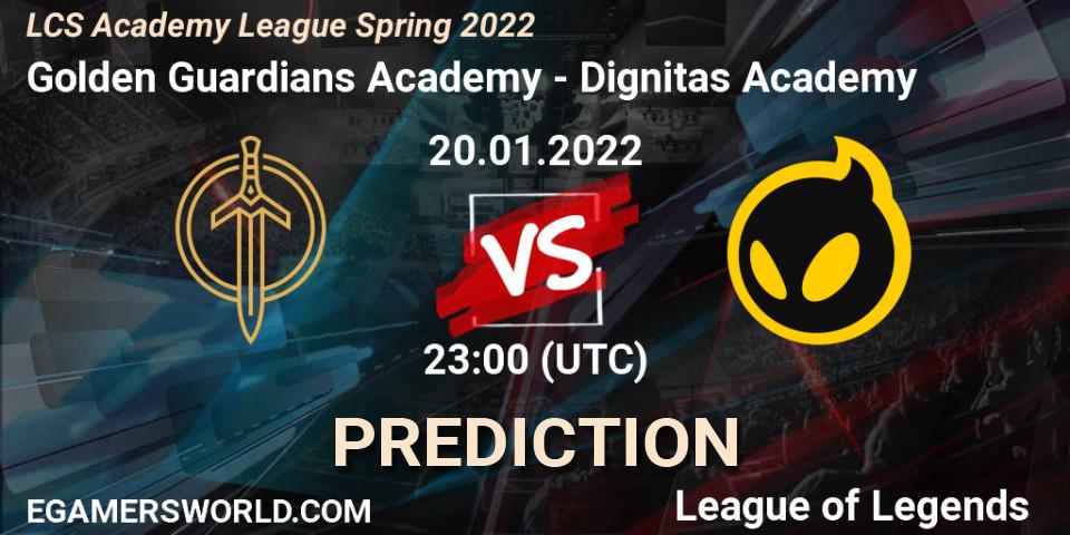 Pronóstico Golden Guardians Academy - Dignitas Academy. 20.01.2022 at 23:00, LoL, LCS Academy League Spring 2022