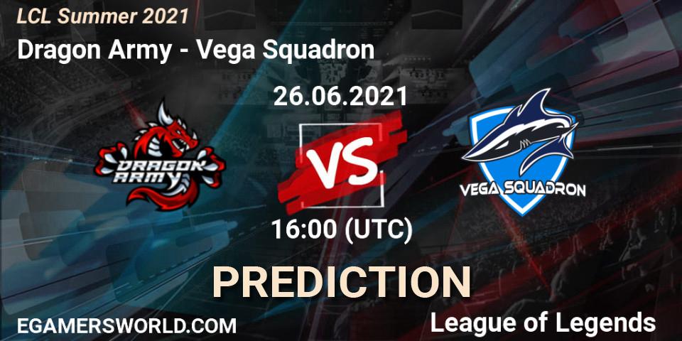 Pronóstico Dragon Army - Vega Squadron. 26.06.2021 at 16:00, LoL, LCL Summer 2021