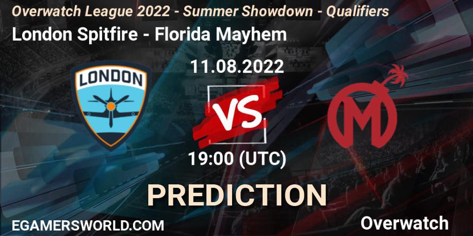 Pronóstico London Spitfire - Florida Mayhem. 11.08.22, Overwatch, Overwatch League 2022 - Summer Showdown - Qualifiers