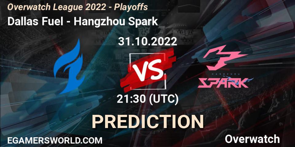 Pronóstico Dallas Fuel - Hangzhou Spark. 31.10.2022 at 21:30, Overwatch, Overwatch League 2022 - Playoffs