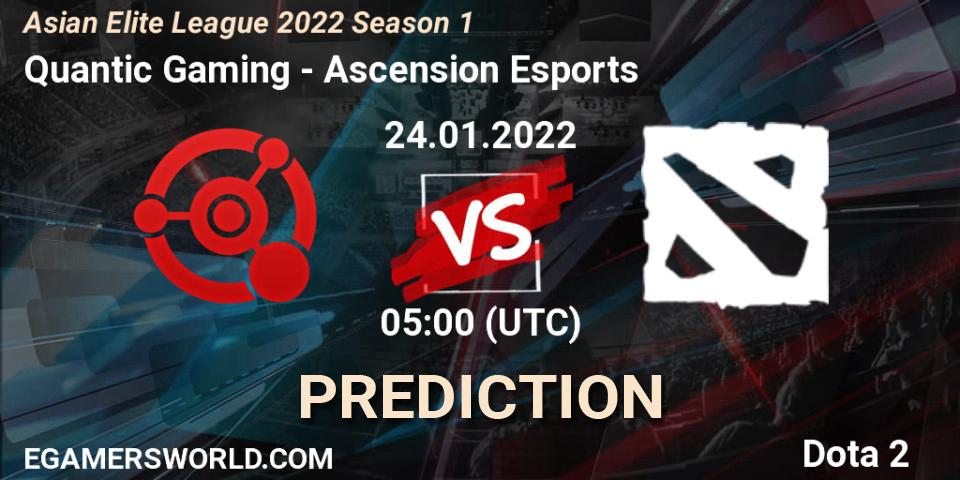 Pronóstico Quantic Gaming - Ascension Esports. 24.01.2022 at 05:00, Dota 2, Asian Elite League 2022 Season 1