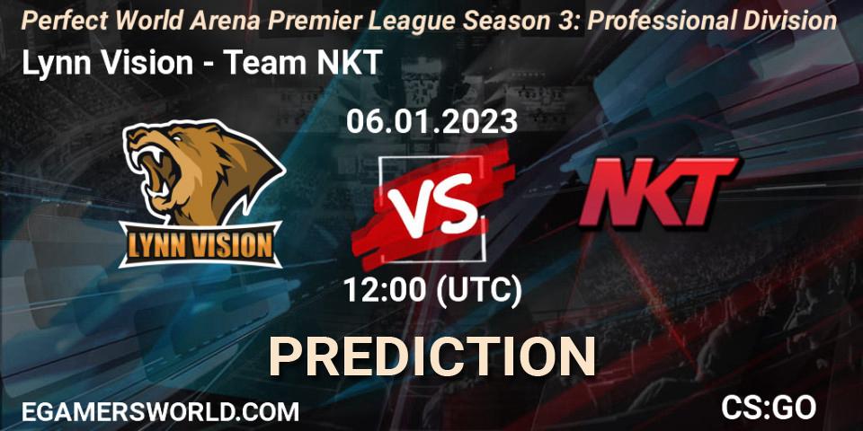 Pronóstico Lynn Vision - Team NKT. 06.01.2023 at 12:00, Counter-Strike (CS2), Perfect World Arena Premier League Season 3: Professional Division