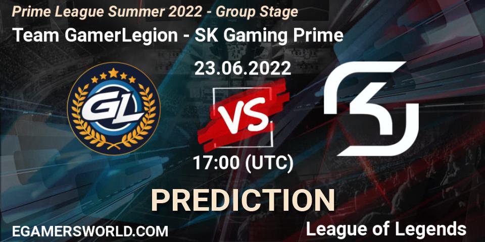 Pronóstico Team GamerLegion - SK Gaming Prime. 23.06.2022 at 17:00, LoL, Prime League Summer 2022 - Group Stage