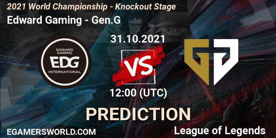 Pronóstico Edward Gaming - Gen.G. 31.10.2021 at 12:00, LoL, 2021 World Championship - Knockout Stage