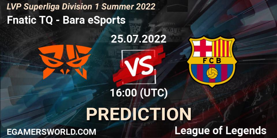 Pronóstico Fnatic TQ - Barça eSports. 25.07.2022 at 20:00, LoL, LVP Superliga Division 1 Summer 2022
