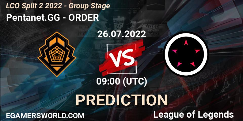 Pronóstico Pentanet.GG - ORDER. 26.07.2022 at 09:00, LoL, LCO Split 2 2022 - Group Stage