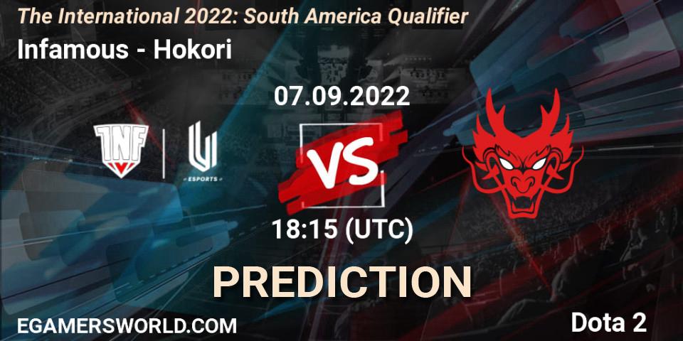 Pronóstico Infamous - Hokori. 07.09.2022 at 18:16, Dota 2, The International 2022: South America Qualifier