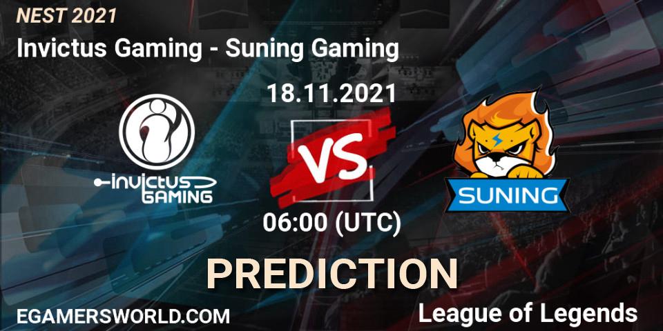 Pronóstico Invictus Gaming - Suning Gaming. 18.11.2021 at 06:00, LoL, NEST 2021
