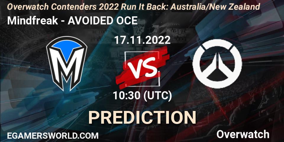 Pronóstico Mindfreak - AVOIDED OCE. 17.11.2022 at 08:45, Overwatch, Overwatch Contenders 2022 - Australia/New Zealand - November