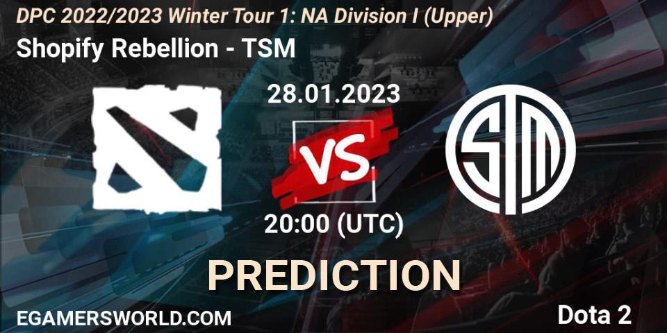 Pronóstico Shopify Rebellion - TSM. 28.01.23, Dota 2, DPC 2022/2023 Winter Tour 1: NA Division I (Upper)