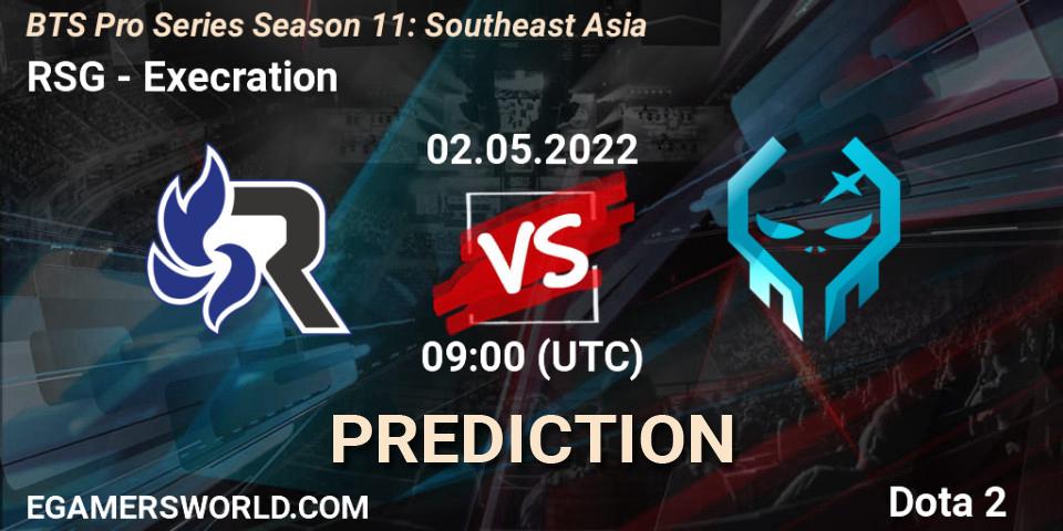 Pronóstico RSG - Execration. 02.05.2022 at 09:19, Dota 2, BTS Pro Series Season 11: Southeast Asia