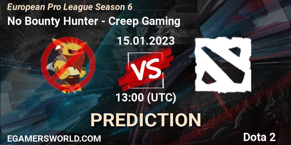 Pronóstico No Bounty Hunter - Creep Gaming. 15.01.23, Dota 2, European Pro League Season 6