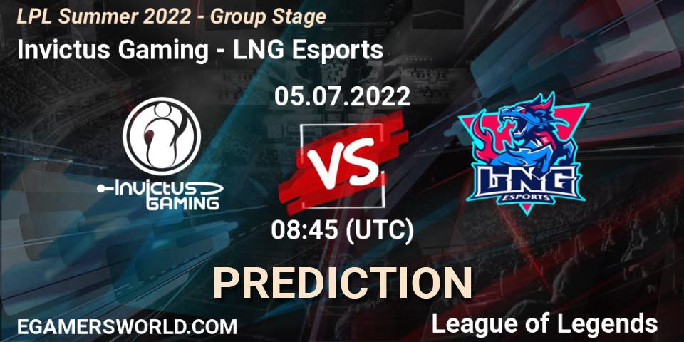 Pronóstico Invictus Gaming - LNG Esports. 05.07.22, LoL, LPL Summer 2022 - Group Stage