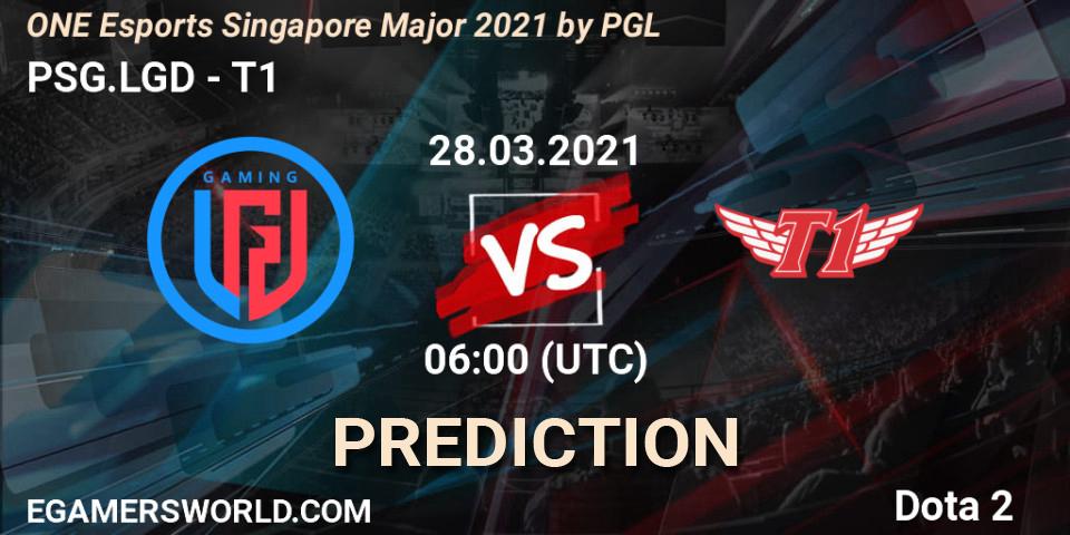 Pronóstico PSG.LGD - T1. 28.03.2021 at 06:40, Dota 2, ONE Esports Singapore Major 2021