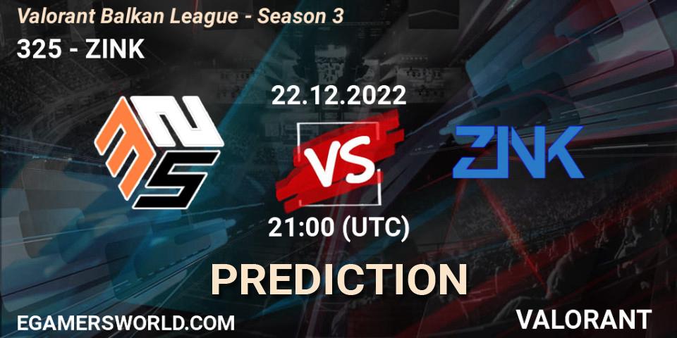Pronóstico 325 - ZINK. 22.12.22, VALORANT, Valorant Balkan League - Season 3