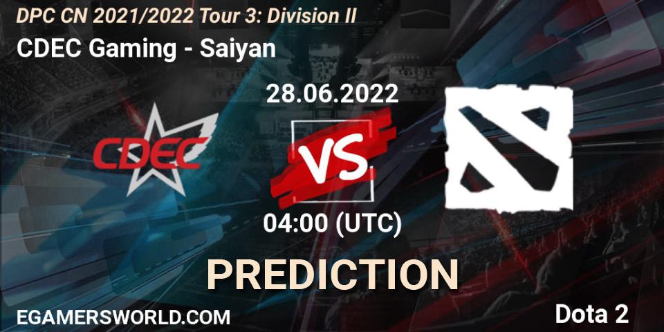 Pronóstico CDEC Gaming - Saiyan. 28.06.22, Dota 2, DPC CN 2021/2022 Tour 3: Division II