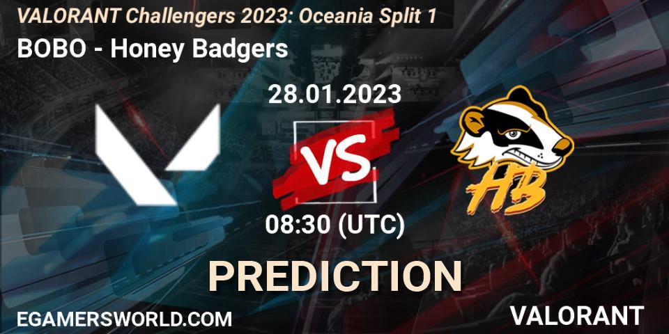 Pronóstico BOBO - Honey Badgers. 28.01.23, VALORANT, VALORANT Challengers 2023: Oceania Split 1
