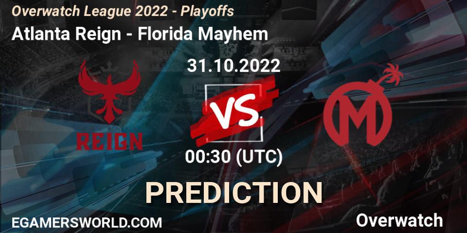 Pronóstico Atlanta Reign - Florida Mayhem. 31.10.22, Overwatch, Overwatch League 2022 - Playoffs