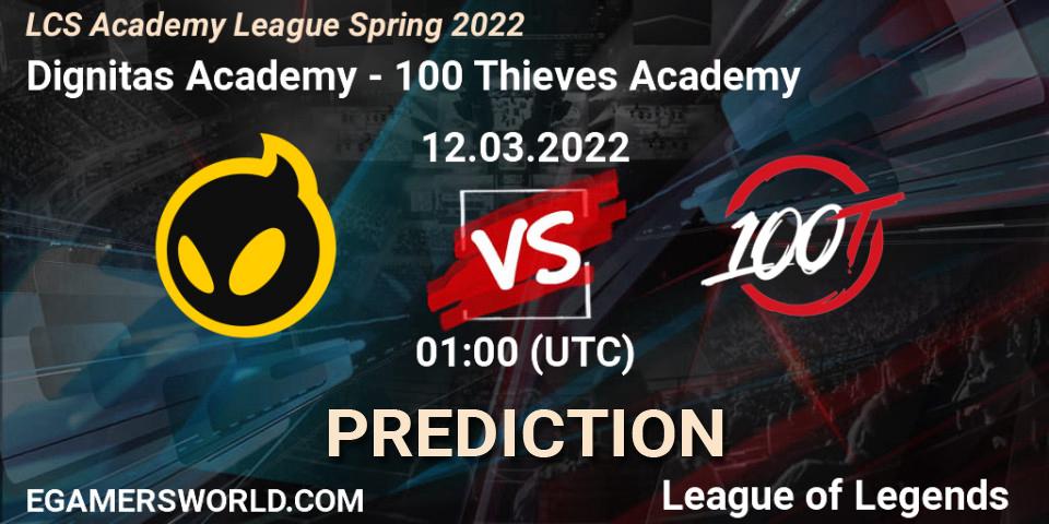 Pronóstico Dignitas Academy - 100 Thieves Academy. 12.03.2022 at 01:00, LoL, LCS Academy League Spring 2022