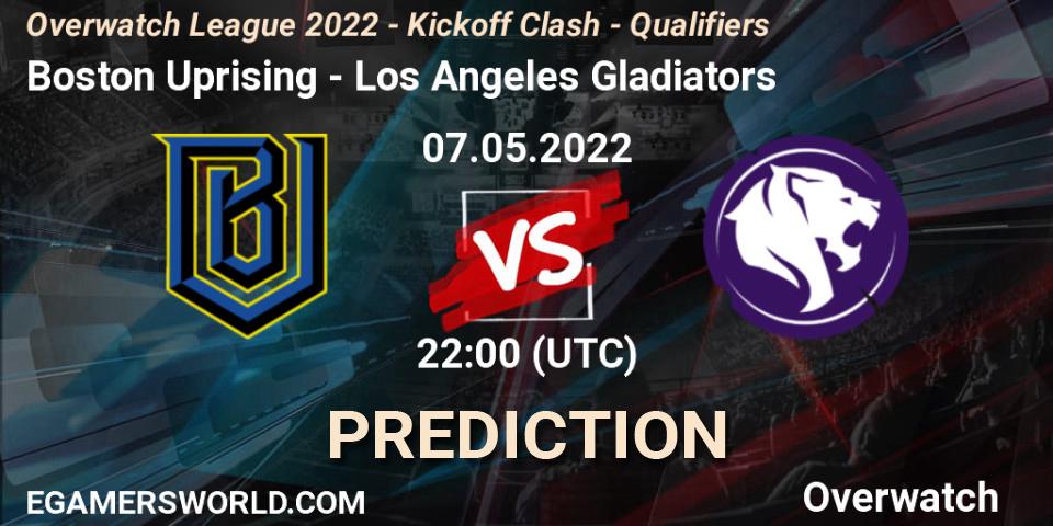Pronóstico Boston Uprising - Los Angeles Gladiators. 07.05.2022 at 22:00, Overwatch, Overwatch League 2022 - Kickoff Clash - Qualifiers