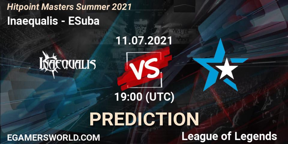 Pronóstico Inaequalis - ESuba. 11.07.2021 at 20:10, LoL, Hitpoint Masters Summer 2021