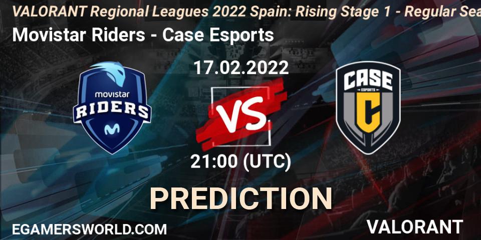 Pronóstico Movistar Riders - Case Esports. 17.02.2022 at 21:00, VALORANT, VALORANT Regional Leagues 2022 Spain: Rising Stage 1 - Regular Season