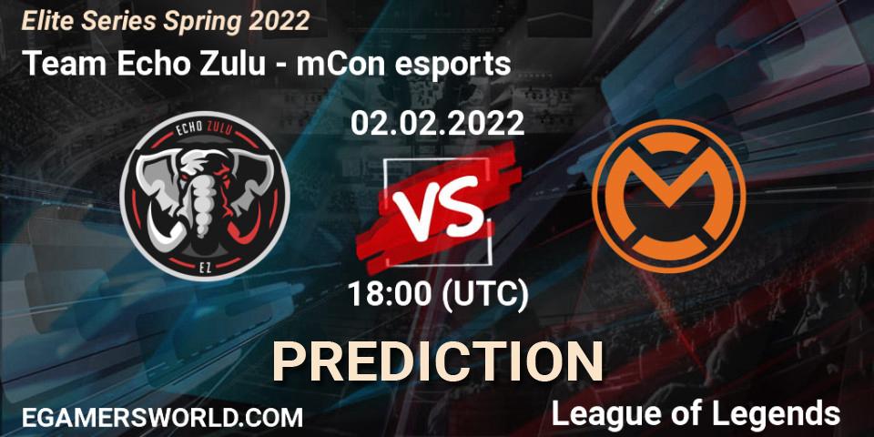 Pronóstico Team Echo Zulu - mCon esports. 02.02.2022 at 18:00, LoL, Elite Series Spring 2022
