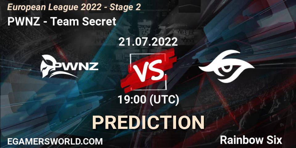 Pronóstico PWNZ - Team Secret. 21.07.2022 at 16:00, Rainbow Six, European League 2022 - Stage 2